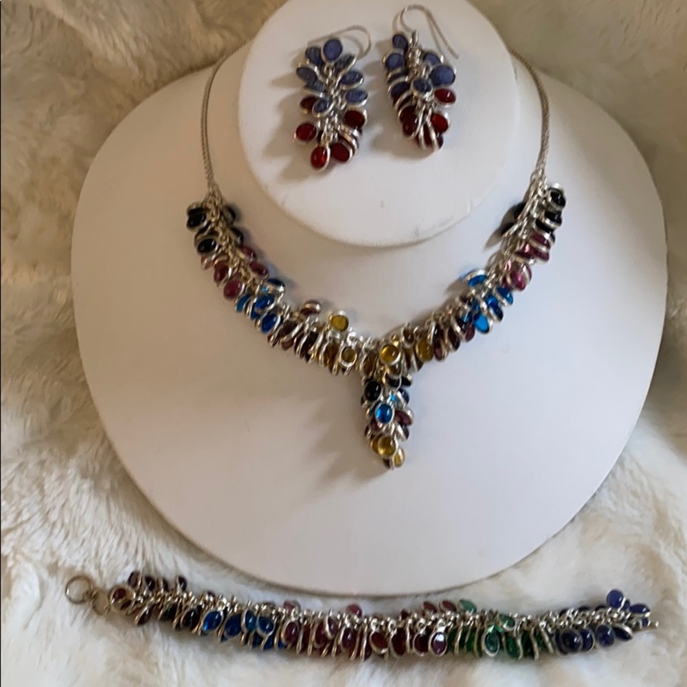 Sterling Silver Multi Gemstones 4 piece Set